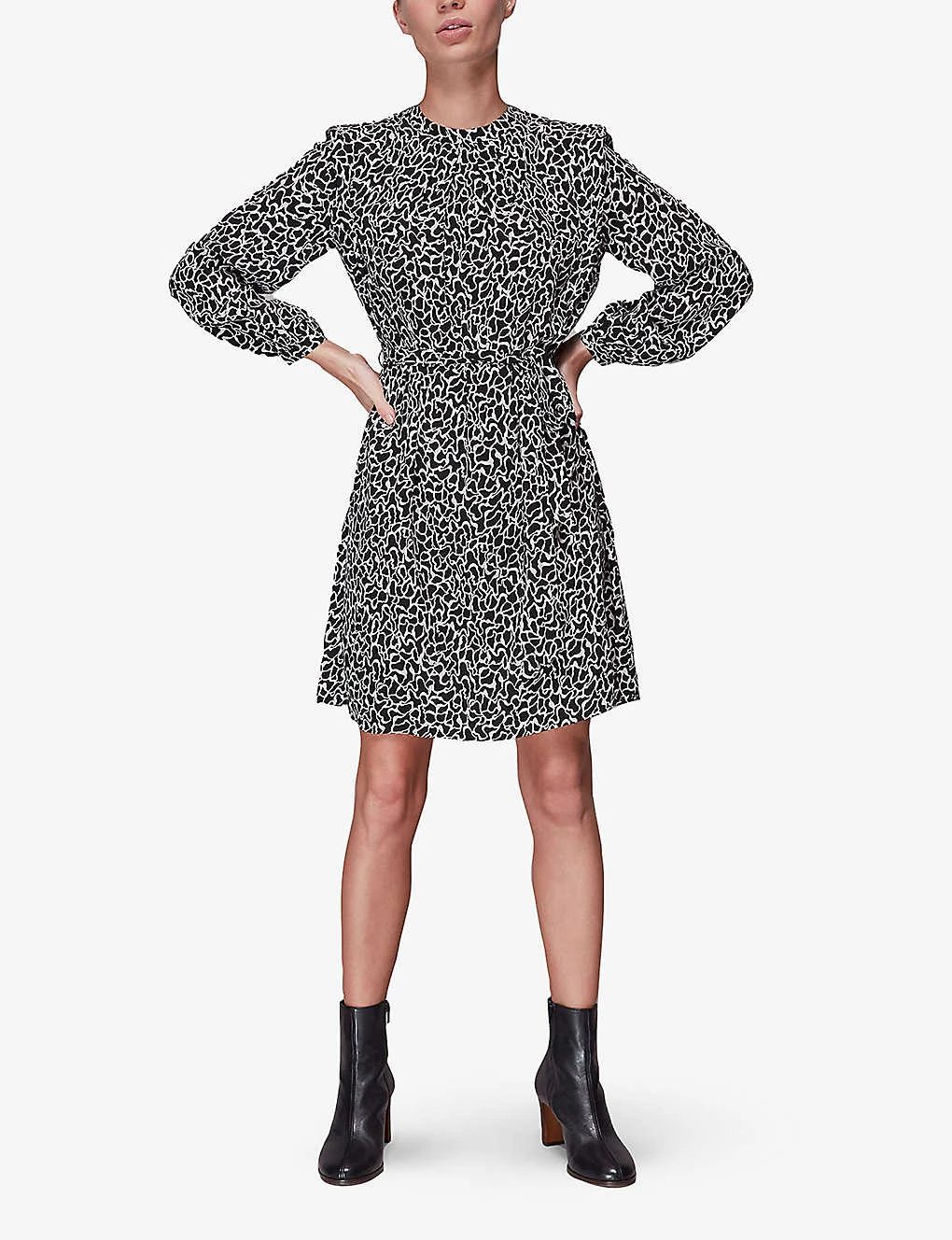 Whistles Round-neck Swirl-print Crepe Mini Dress 2 Whistles Round-neck Swirl-print Crepe Mini Dress - Image 2