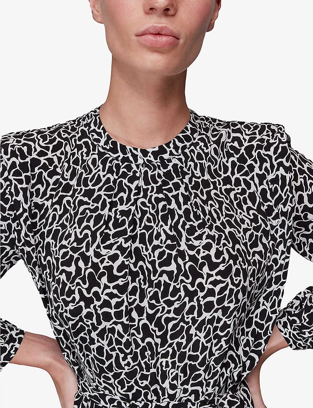 Whistles Round-neck Swirl-print Crepe Mini Dress 3 Whistles Round-neck Swirl-print Crepe Mini Dress - Image 3