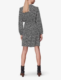 Whistles Round-neck Swirl-print Crepe Mini Dress 8 Whistles Round-neck Swirl-print Crepe Mini Dress -The Fashion Shop R03851426 BLACKMULTI ALT03