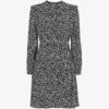 Whistles Round-neck Swirl-print Crepe Mini Dress