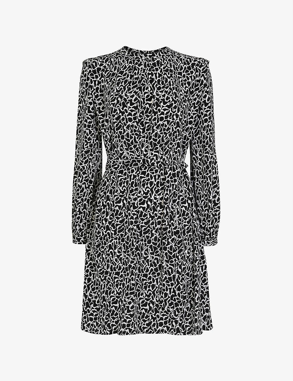 Whistles Round-neck Swirl-print Crepe Mini Dress 1 Whistles Round-neck Swirl-print Crepe Mini Dress