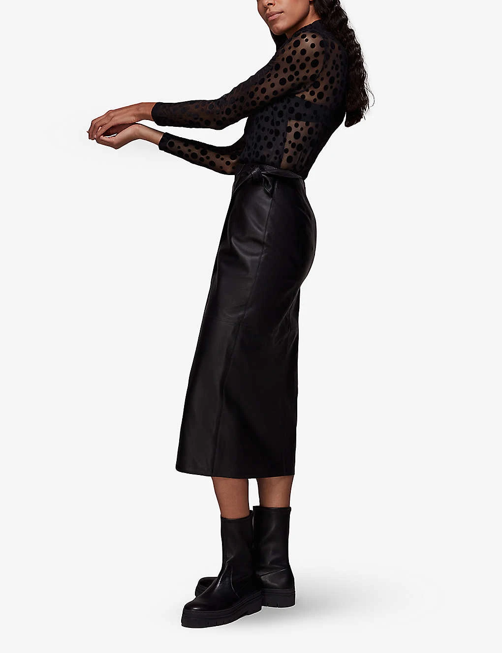 Whistles Long-sleeved Spot-print Mesh Top 2 Whistles Long-sleeved Spot-print Mesh Top - Image 2