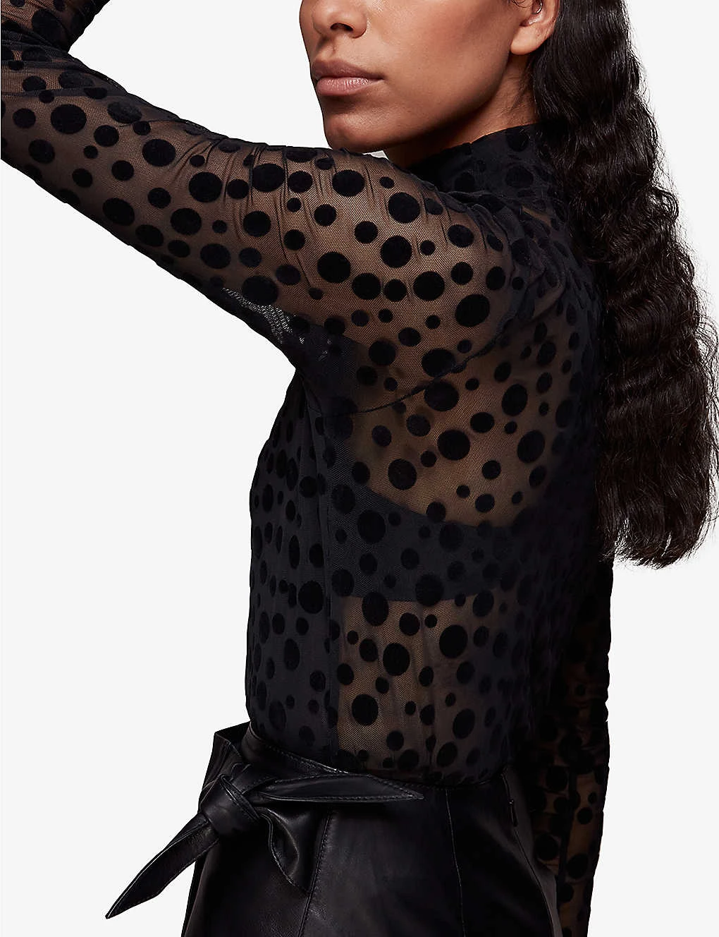 Whistles Long-sleeved Spot-print Mesh Top 4 Whistles Long-sleeved Spot-print Mesh Top - Image 4