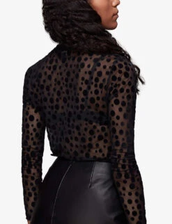 Whistles Long-sleeved Spot-print Mesh Top 10 Whistles Long-sleeved Spot-print Mesh Top -The Fashion Shop R03851428 BLACK ALT04