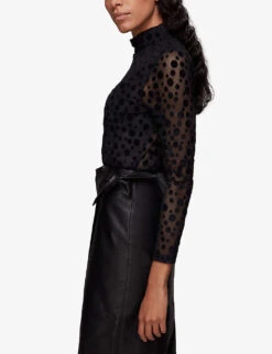 Whistles Long-sleeved Spot-print Mesh Top 11 Whistles Long-sleeved Spot-print Mesh Top -The Fashion Shop R03851428 BLACK ALT05