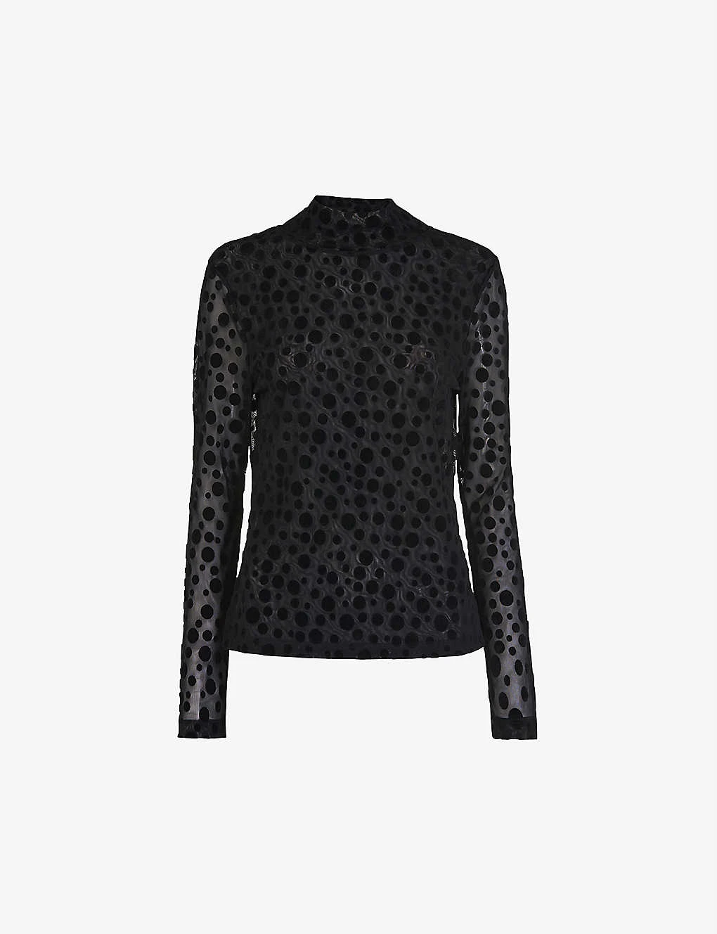 Whistles Long-sleeved Spot-print Mesh Top 1 Whistles Long-sleeved Spot-print Mesh Top