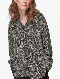 Whistles Animal-print Relaxed-fit Crepe Shirt -The Fashion Shop R03851429 MULTICOLOUR ALT02