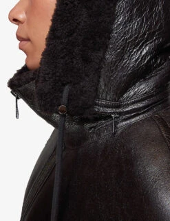 Whistles Loose-fit Shearling Hooded Jacket 9 Whistles Loose-fit Shearling Hooded Jacket -The Fashion Shop R03851432 BROWN ALT04