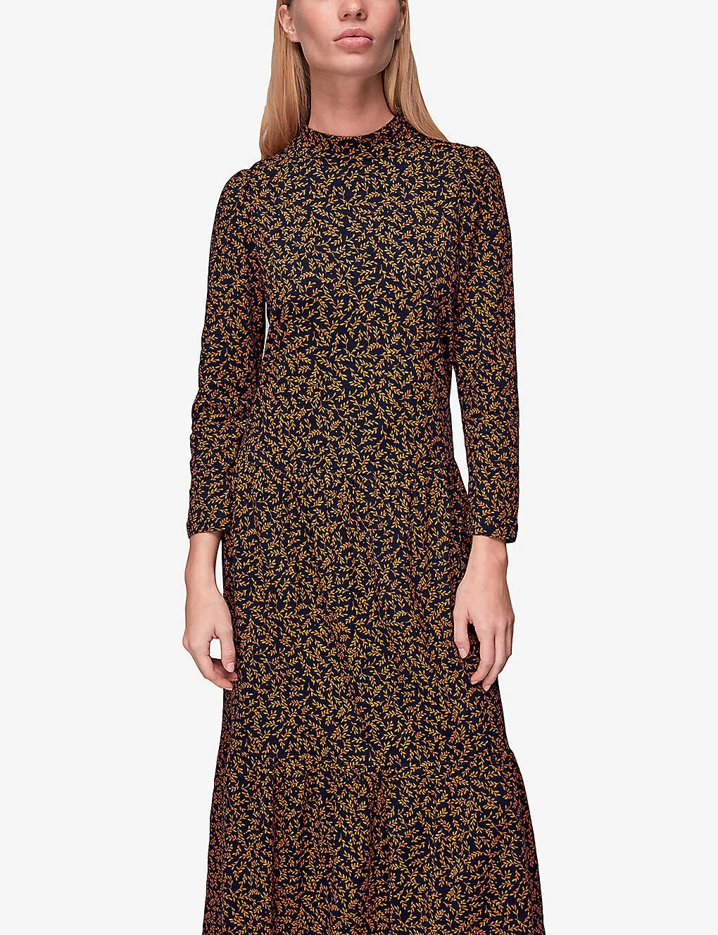 Whistles Leaves-print Tiered Cotton-jersey Midi Dress 2 Whistles Leaves-print Tiered Cotton-jersey Midi Dress - Image 2