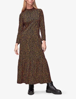 Whistles Leaves-print Tiered Cotton-jersey Midi Dress 7 Whistles Leaves-print Tiered Cotton-jersey Midi Dress -The Fashion Shop R03853389 MULTICOLOURED ALT02