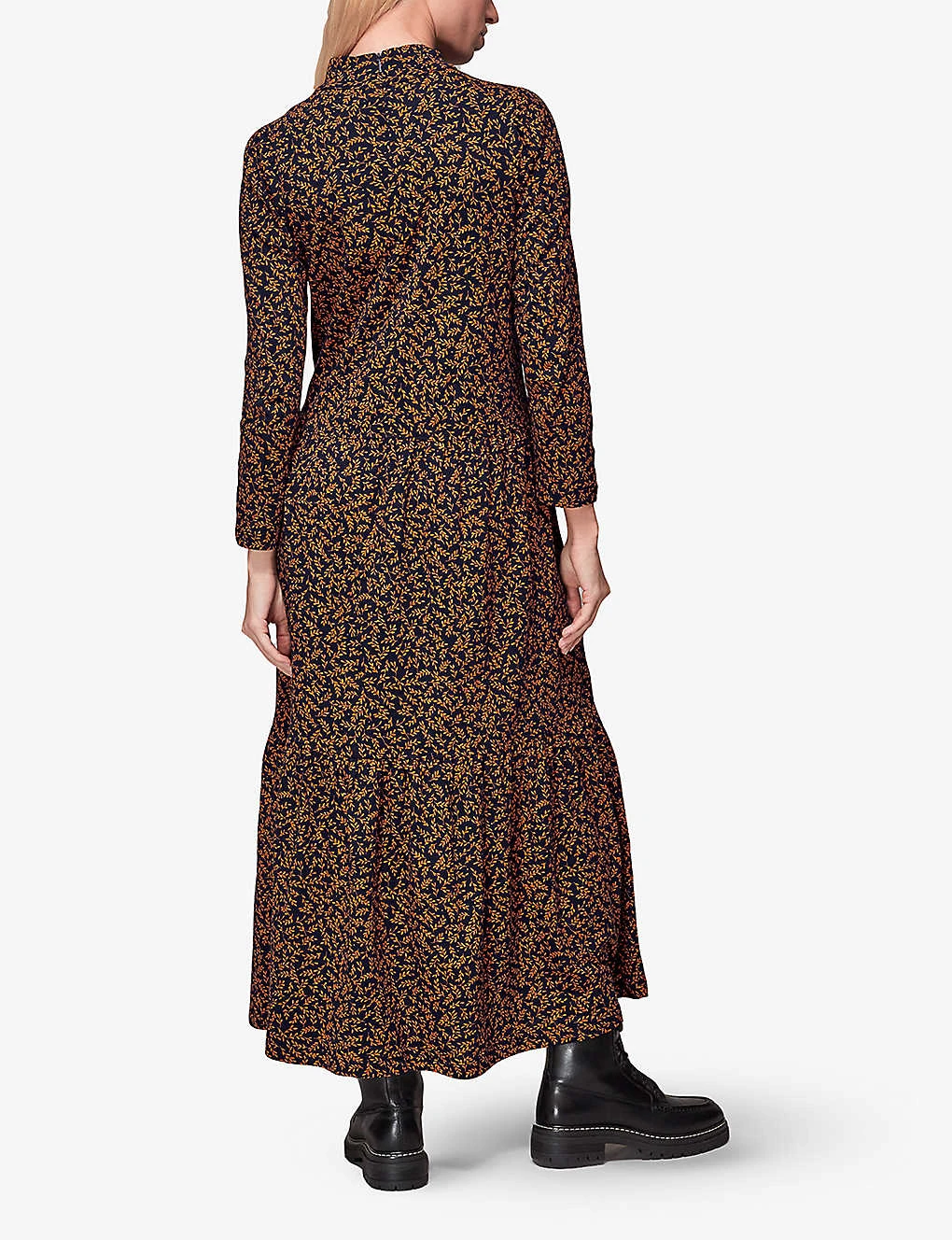Whistles Leaves-print Tiered Cotton-jersey Midi Dress 4 Whistles Leaves-print Tiered Cotton-jersey Midi Dress - Image 4