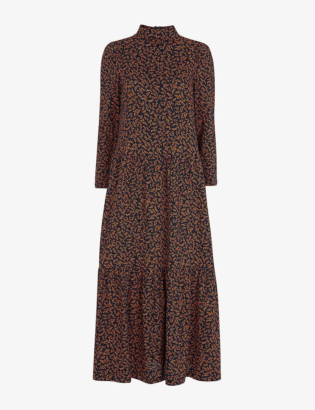 Whistles Leaves-print Tiered Cotton-jersey Midi Dress 1 Whistles Leaves-print Tiered Cotton-jersey Midi Dress
