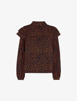 Whistles Leaves-print Organic Cotton-jersey Top