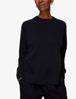 Whistles Crew-neck Cashmere Jumper 7 Whistles Crew-neck Cashmere Jumper -The Fashion Shop R03858779 NAVY ALT02
