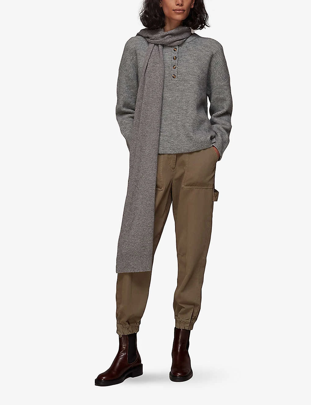 Whistles Henley Button-up Knitted Jumper 2 Whistles Henley Button-up Knitted Jumper - Image 2