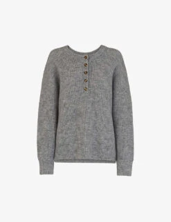 Whistles Henley Button-up Knitted Jumper