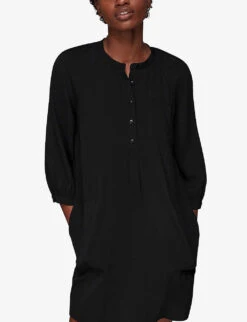 Whistles Cocoon Recycled-polyester Mini Dress 9 Whistles Cocoon Recycled-polyester Mini Dress -The Fashion Shop R03861167 BLACK ALT04
