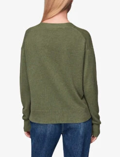 Whistles V-neck Long-sleeve Cashmere Cardigan 8 Whistles V-neck Long-sleeve Cashmere Cardigan -The Fashion Shop R03862952 GREEN ALT03