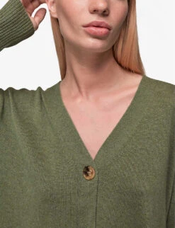 Whistles V-neck Long-sleeve Cashmere Cardigan 9 Whistles V-neck Long-sleeve Cashmere Cardigan -The Fashion Shop R03862952 GREEN ALT04
