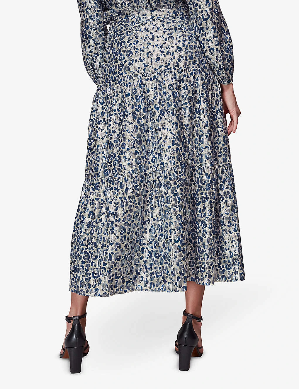 Whistles Animal-print Tiered Cotton-blend Midi Skirt 4 Whistles Animal-print Tiered Cotton-blend Midi Skirt - Image 4