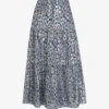 Whistles Animal-print Tiered Cotton-blend Midi Skirt