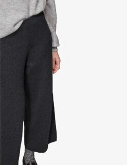 Whistles Knitted Wide-leg Woven Trousers 8 Whistles Knitted Wide-leg Woven Trousers -The Fashion Shop R03865768 GREY ALT03