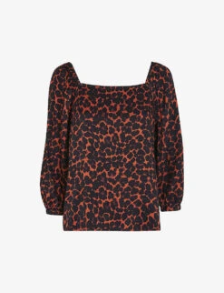 Whistles Smudge Animal-print Crepe Blouse