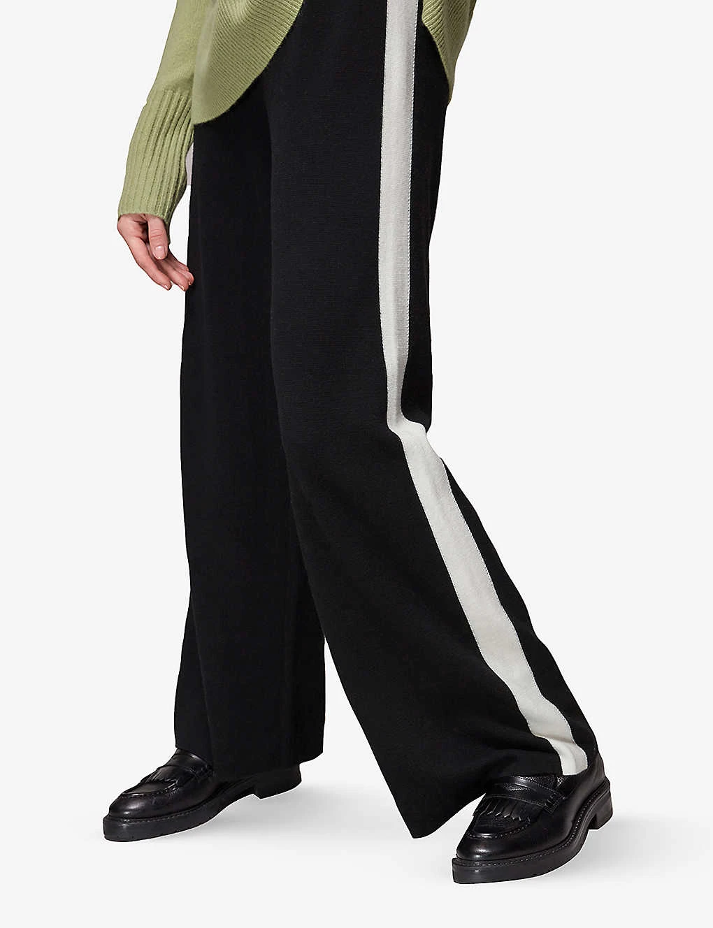 Whistles Side-stripe Wide-leg Cotton-blend Trousers 5 Whistles Side-stripe Wide-leg Cotton-blend Trousers - Image 5