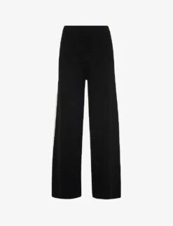 Whistles Side-stripe Wide-leg Cotton-blend Trousers
