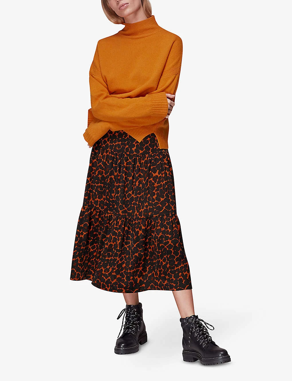 Whistles Smudge Animal-print Woven Midi Skirt 2 Whistles Smudge Animal-print Woven Midi Skirt - Image 2