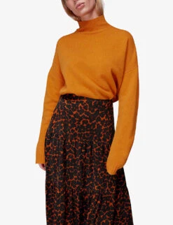 Whistles Smudge Animal-print Woven Midi Skirt 6 Whistles Smudge Animal-print Woven Midi Skirt -The Fashion Shop R03865782 MULTICOLOURED ALT02