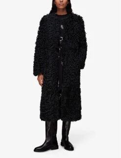 Whistles Eliza Relaxed-fit Shearling Coat -The Fashion Shop R03865786 GREY ALT02