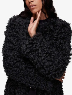 Whistles Eliza Relaxed-fit Shearling Coat -The Fashion Shop R03865786 GREY ALT04