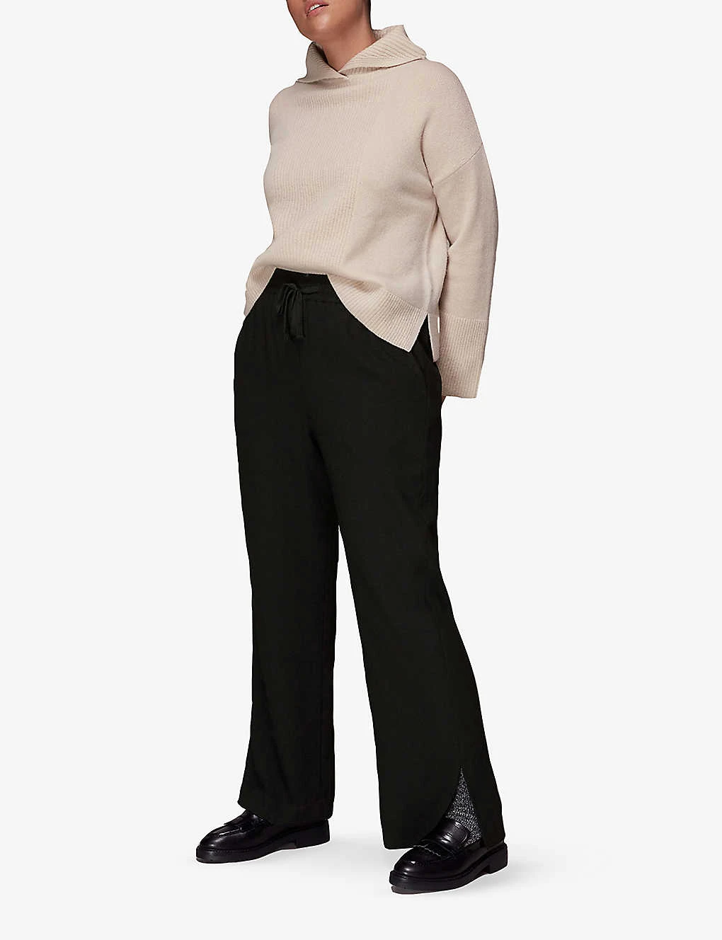 Whistles Split-hem Wide-leg Crepe Trousers 2 Whistles Split-hem Wide-leg Crepe Trousers - Image 2