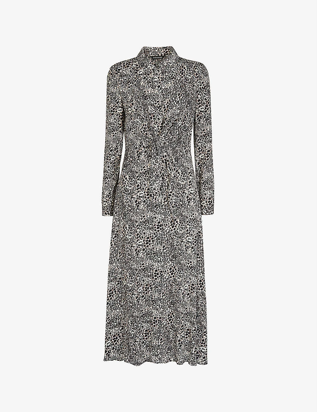 Whistles Heidi Animal-print Crepe Midi Dress 1 Whistles Heidi Animal-print Crepe Midi Dress