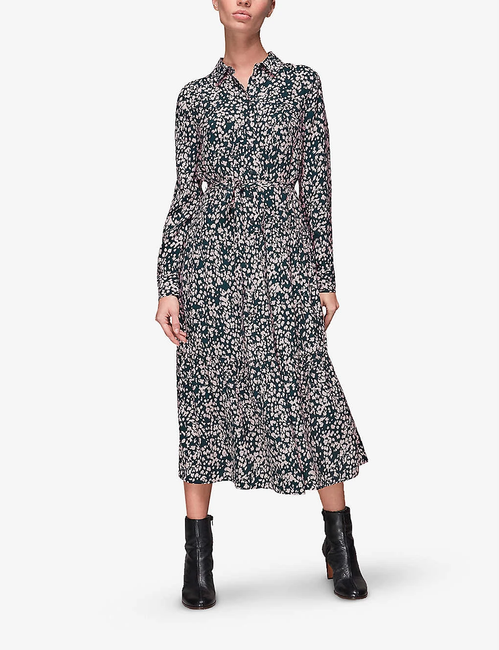 Whistles Animal-print Belted Woven Midi Dress 2 Whistles Animal-print Belted Woven Midi Dress - Image 2