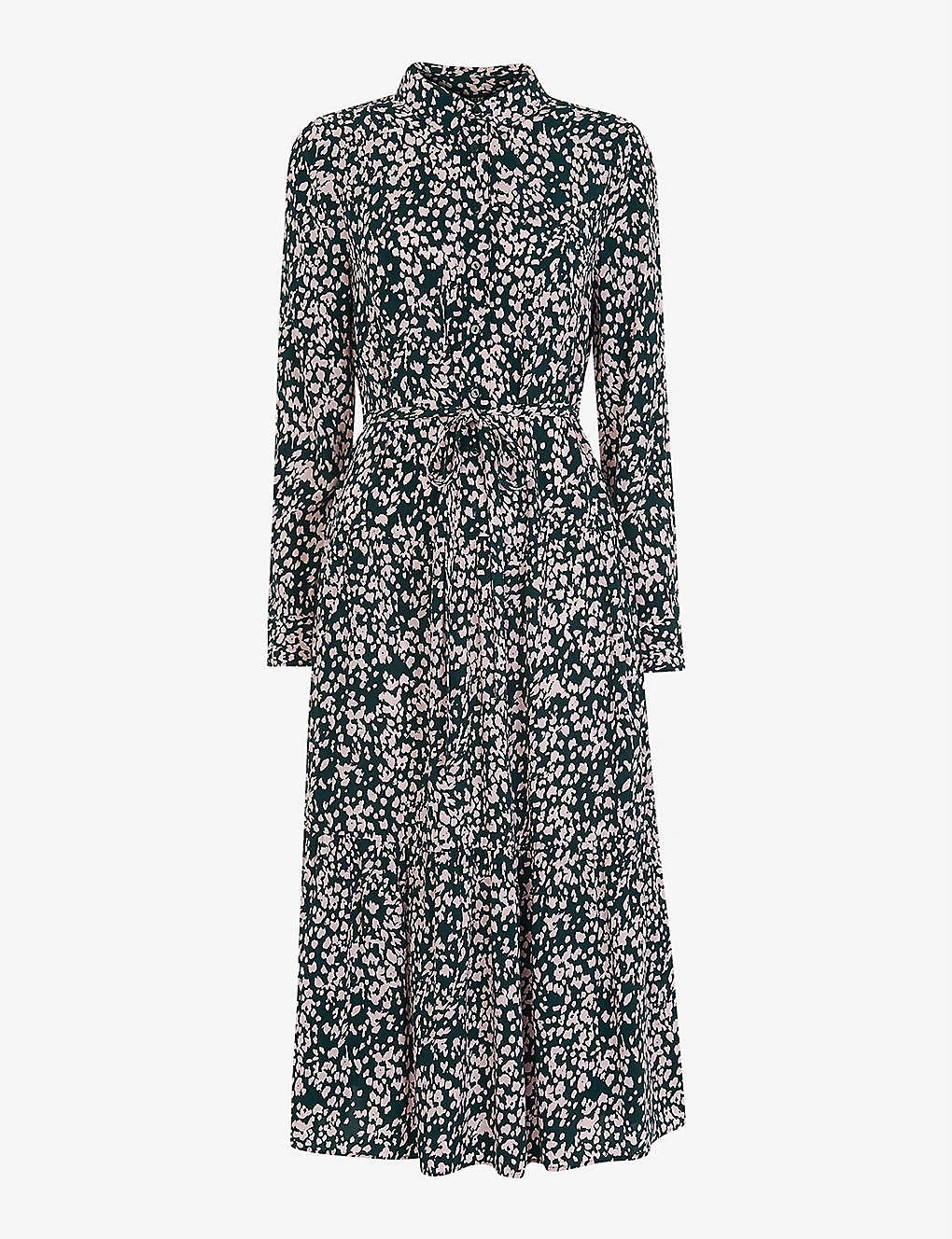 Whistles Animal-print Belted Woven Midi Dress 1 Whistles Animal-print Belted Woven Midi Dress