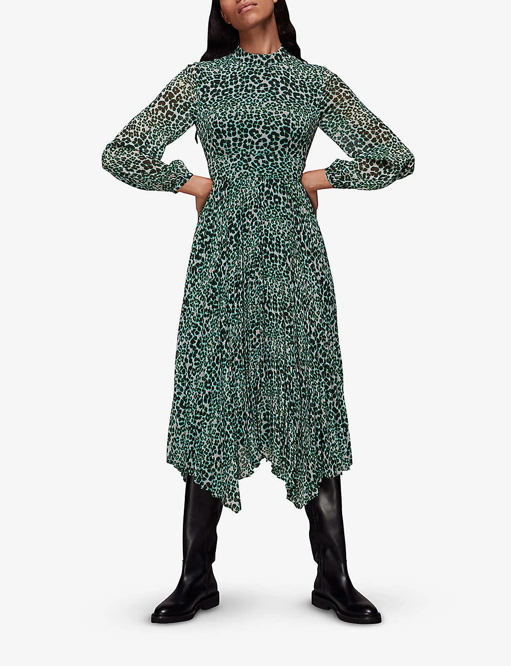 Whistles Petal Animal-print Recycled-polyester Midi Dress 2 Whistles Petal Animal-print Recycled-polyester Midi Dress - Image 2