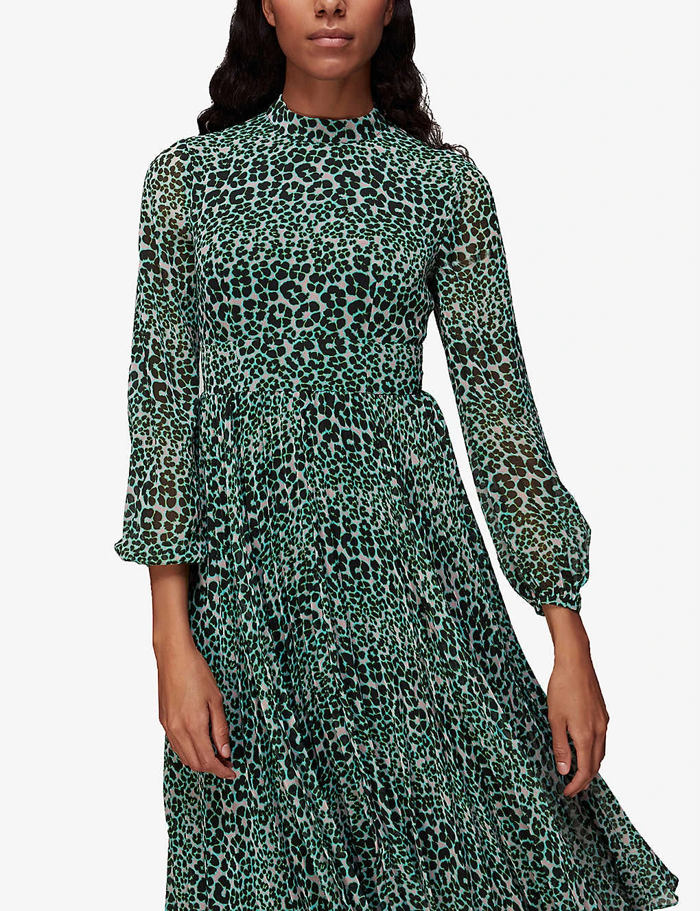 Whistles Petal Animal-print Recycled-polyester Midi Dress 3 Whistles Petal Animal-print Recycled-polyester Midi Dress - Image 3