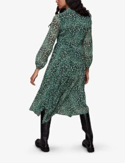 Whistles Petal Animal-print Recycled-polyester Midi Dress 8 Whistles Petal Animal-print Recycled-polyester Midi Dress -The Fashion Shop R03865820 MULTICOLOURED ALT03