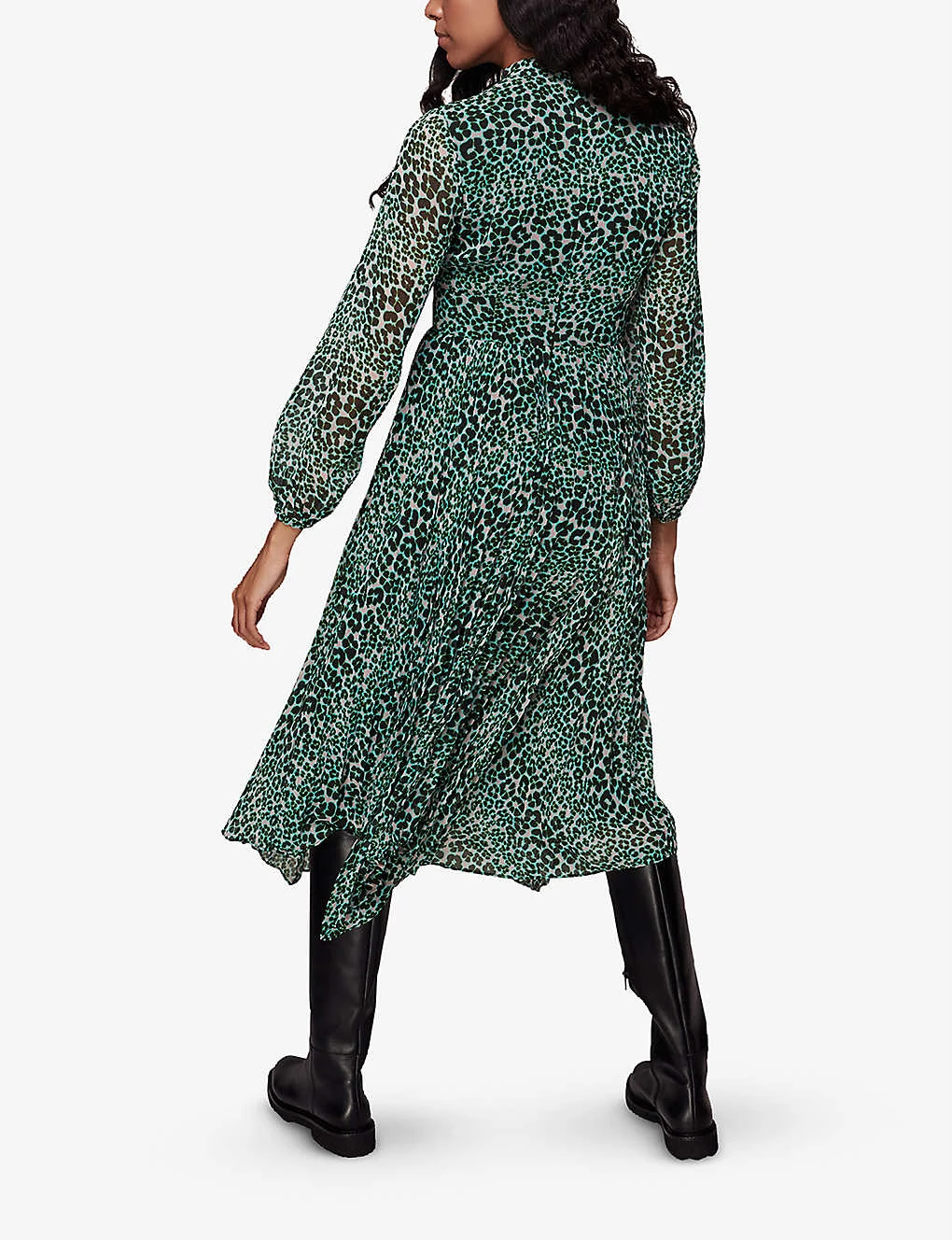 Whistles Petal Animal-print Recycled-polyester Midi Dress 4 Whistles Petal Animal-print Recycled-polyester Midi Dress - Image 4