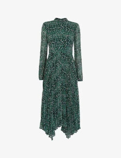 Whistles Petal Animal-print Recycled-polyester Midi Dress