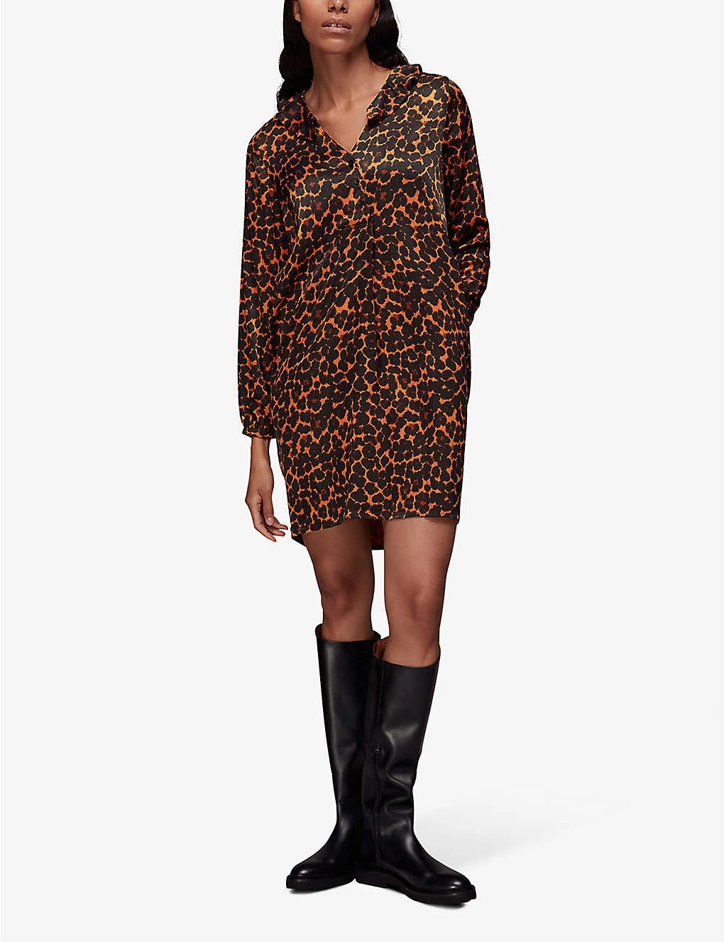Whistles Smudge Animal-print Crepe Mini Dress 2 Whistles Smudge Animal-print Crepe Mini Dress - Image 2