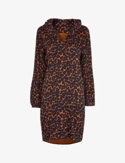 Whistles Smudge Animal-print Crepe Mini Dress