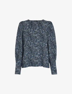 Whistles Animal-print Cotton-blend Top