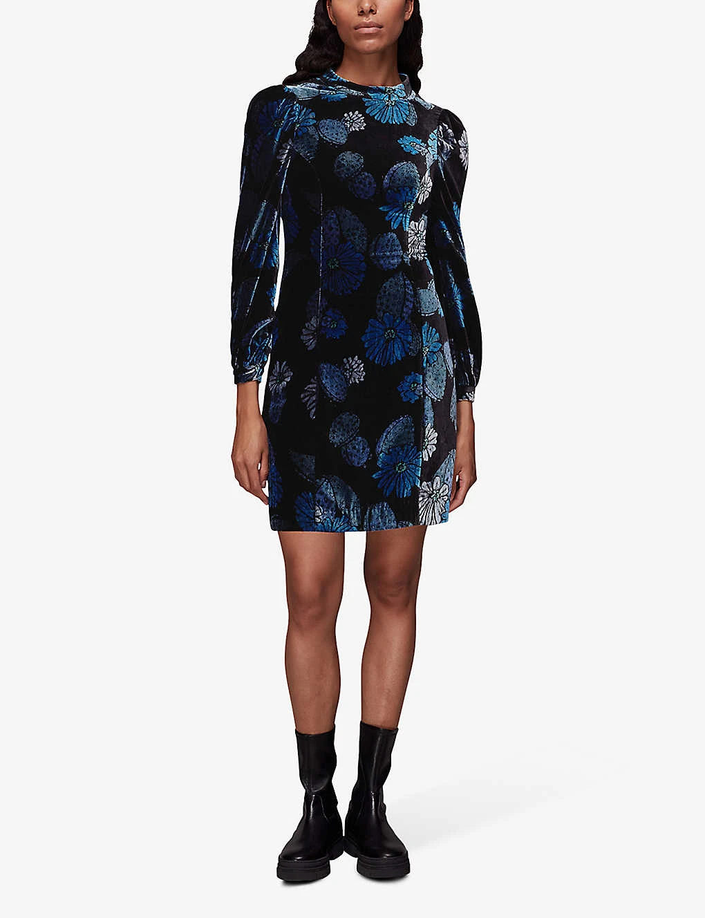 Whistles Cactus-print Velvet Mini Dress 2 Whistles Cactus-print Velvet Mini Dress - Image 2