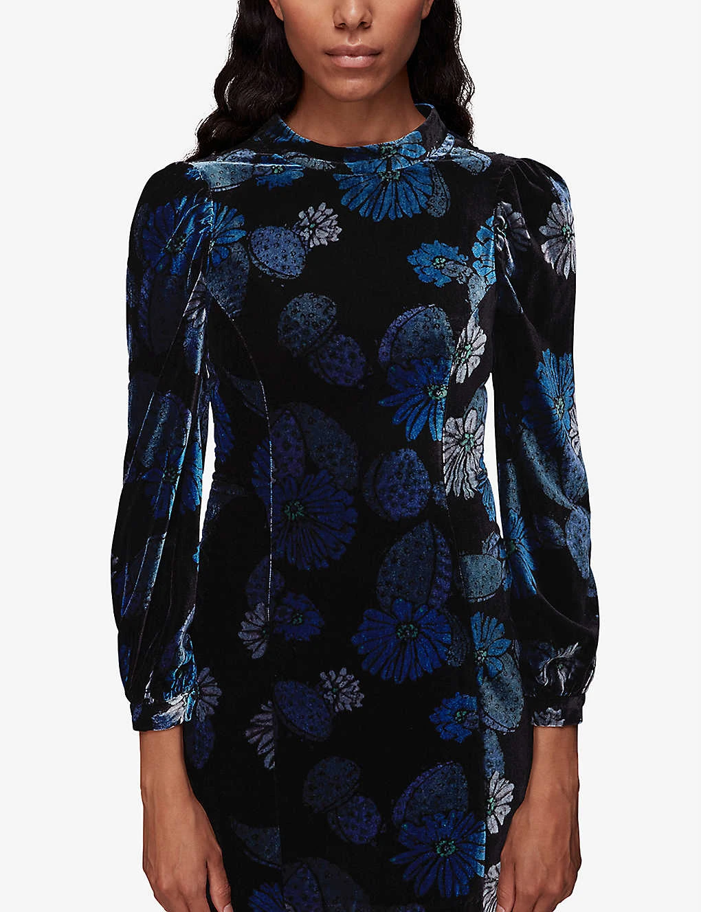 Whistles Cactus-print Velvet Mini Dress 3 Whistles Cactus-print Velvet Mini Dress - Image 3