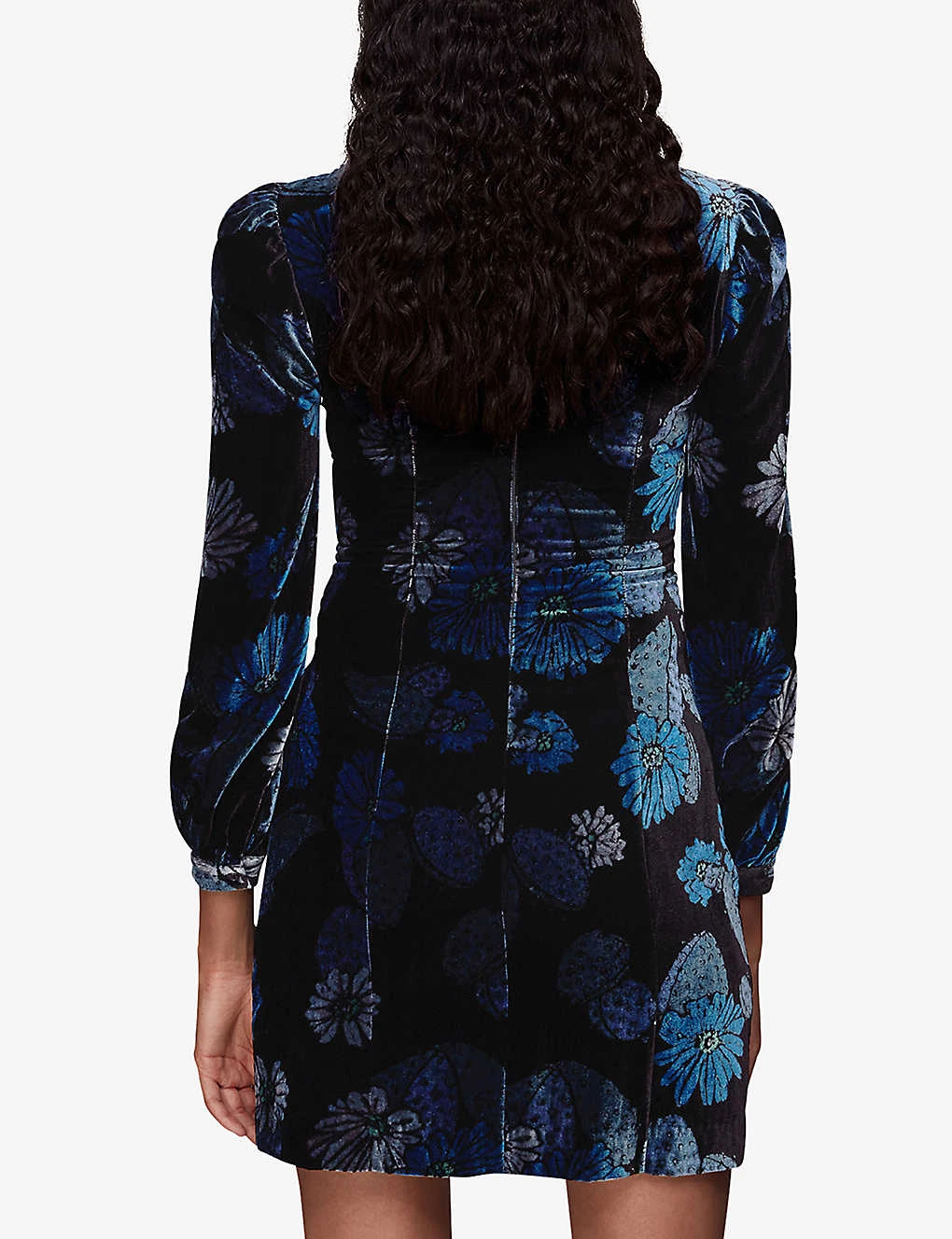 Whistles Cactus-print Velvet Mini Dress 4 Whistles Cactus-print Velvet Mini Dress - Image 4