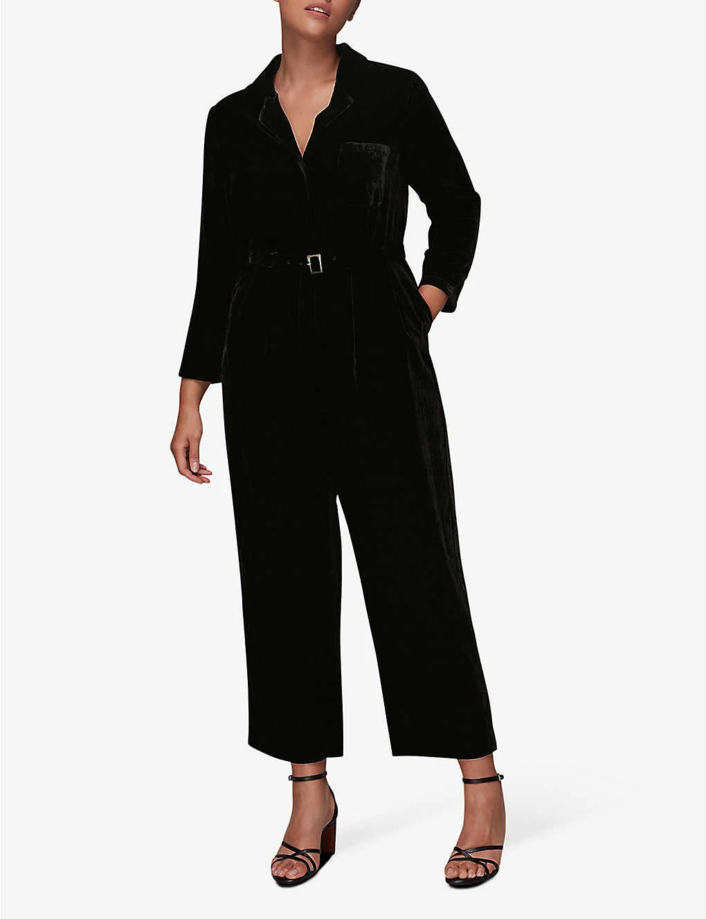 Whistles Avery Belted Wide-leg Velvet Jumpsuit 2 Whistles Avery Belted Wide-leg Velvet Jumpsuit - Image 2