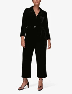 Whistles Avery Belted Wide-leg Velvet Jumpsuit 7 Whistles Avery Belted Wide-leg Velvet Jumpsuit -The Fashion Shop R03869072 BLACK ALT02